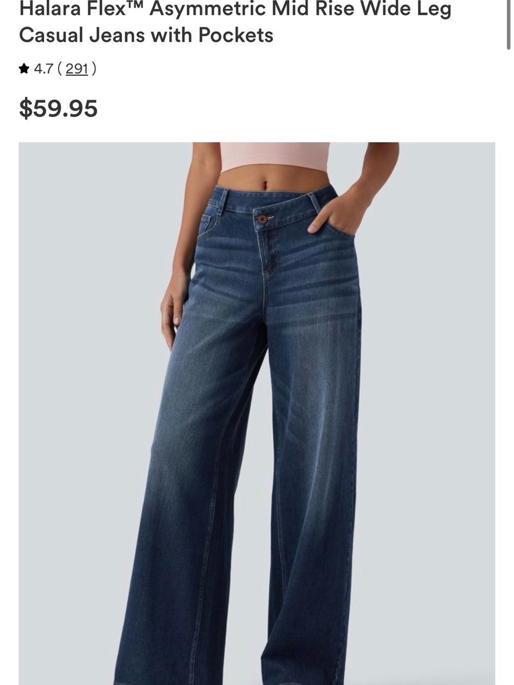 Halara Flex™ Asymmetric Mid Rise Wide Leg Jeans